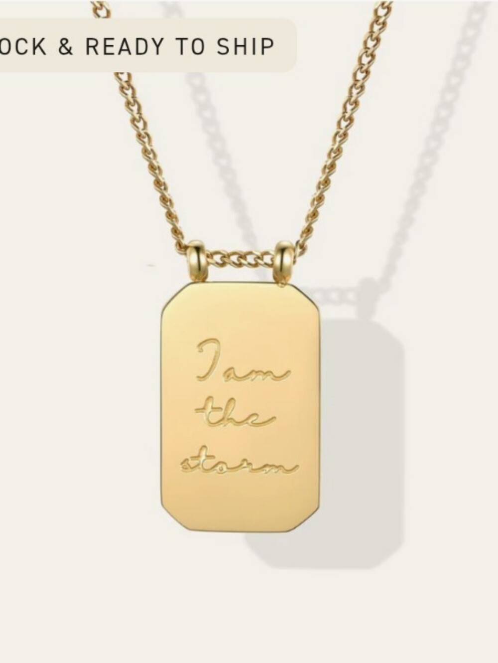 NWT Mantraband "I am the Storm" Necklace In Gold.